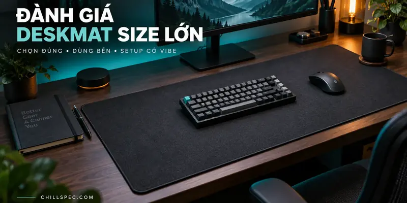 Cover đánh giá lót chuột deskmat size lớn cho setup bàn làm việc