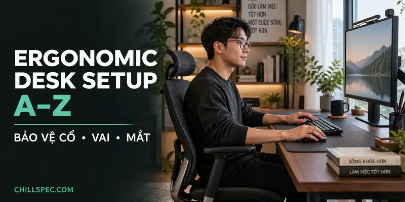 Cover hướng dẫn setup góc làm việc công thái học từ A-Z và top chuột không dây dưới 1 triệu
