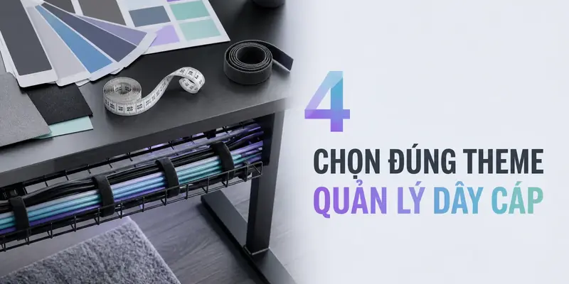 Chọn theme màu và quản lý dây cáp dưới bàn làm việc