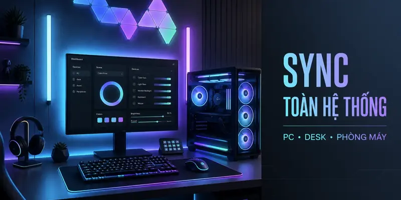 Đồng bộ ánh sáng RGB giữa PC bàn làm việc và phòng máy