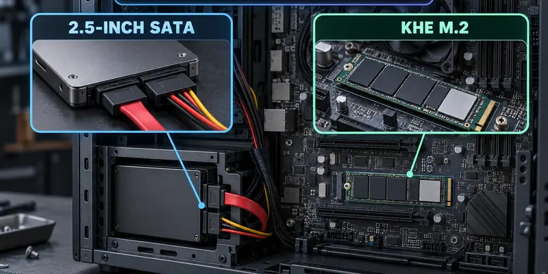 Nhận diện cổng ổ SATA 2.5 inch và khe M.2 trên máy tính cũ