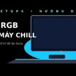 Phòng máy tính chill với bố trí ánh sáng RGB xanh tím dịu và đèn bàn