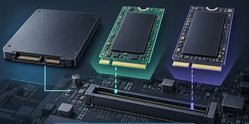 Sơ đồ phân biệt kích thước M.2 với giao tiếp SATA và NVMe