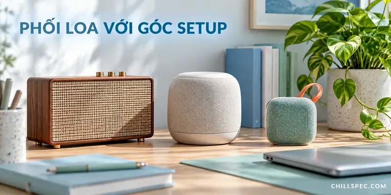 Ba kiểu loa decor phối trên bàn làm việc